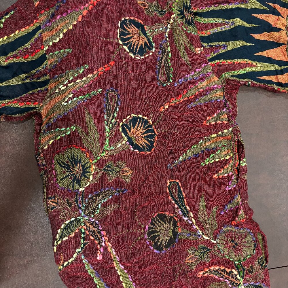 Magical embroidered, long duster-style Boho dream coat with pockets, "One Size" - Picture 5 of 15